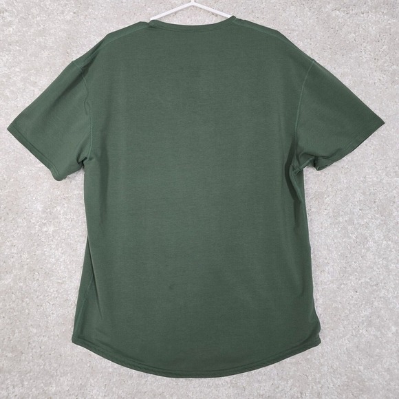 BYLT Mens Drop Cut Henley Shirt XL Green Short‎ Sleeve Pullover Stretch Gym - Picture 6 of 10